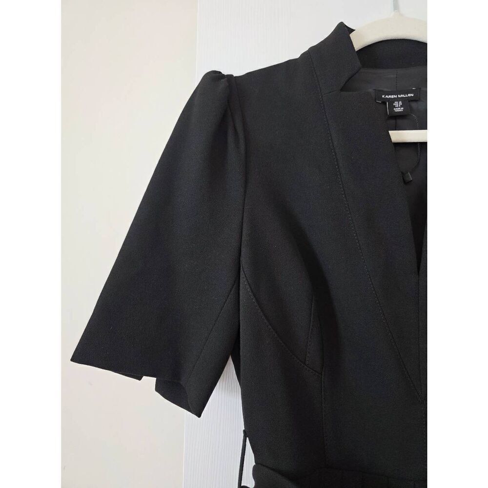 Karen millen Tailored Structured Crepe Forever Pleat Belted Midi Dress US 6 $399 - Picture 6 of 12